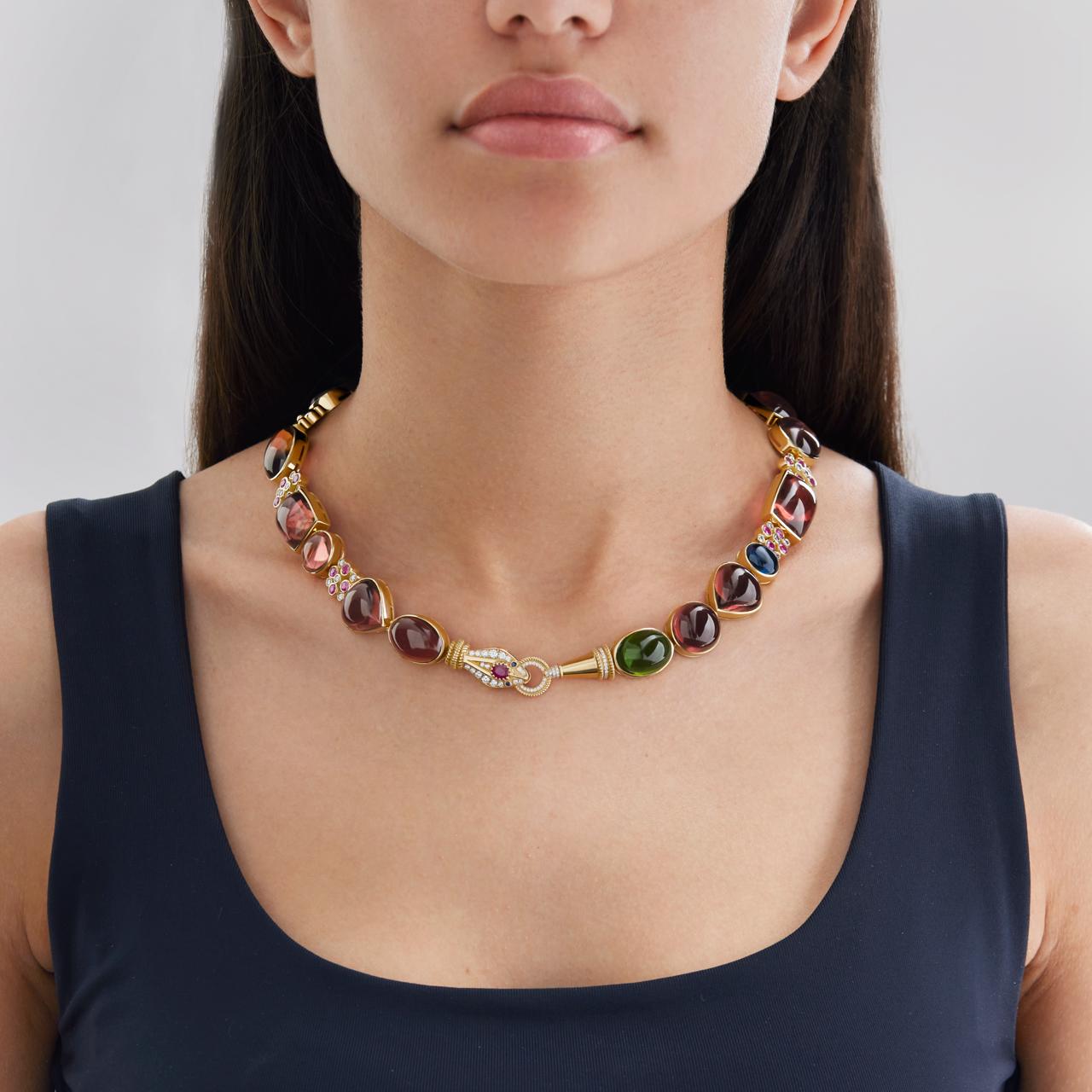 Snake Stones Gold Necklace