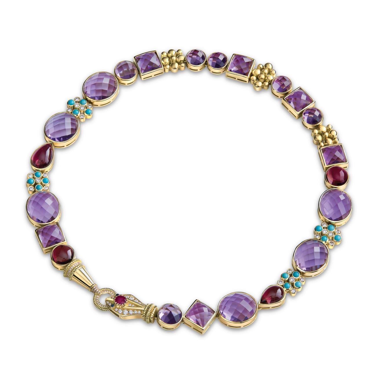 Snake Stones Gold Necklace