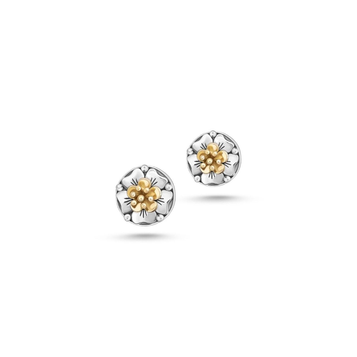 Floral Stud Earrings by Azza Fahmy - Designer Earrings