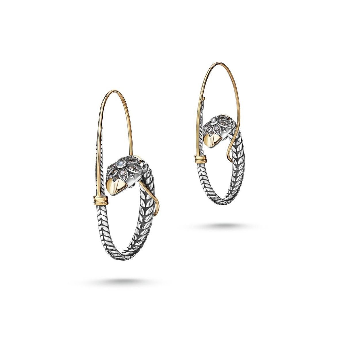 Floral Snake Hoop Earrings by Azza Fahmy - Designer Earrings