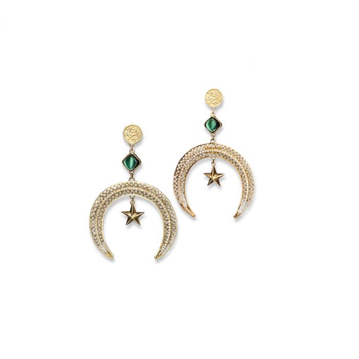 Diamond Crescent Earrings