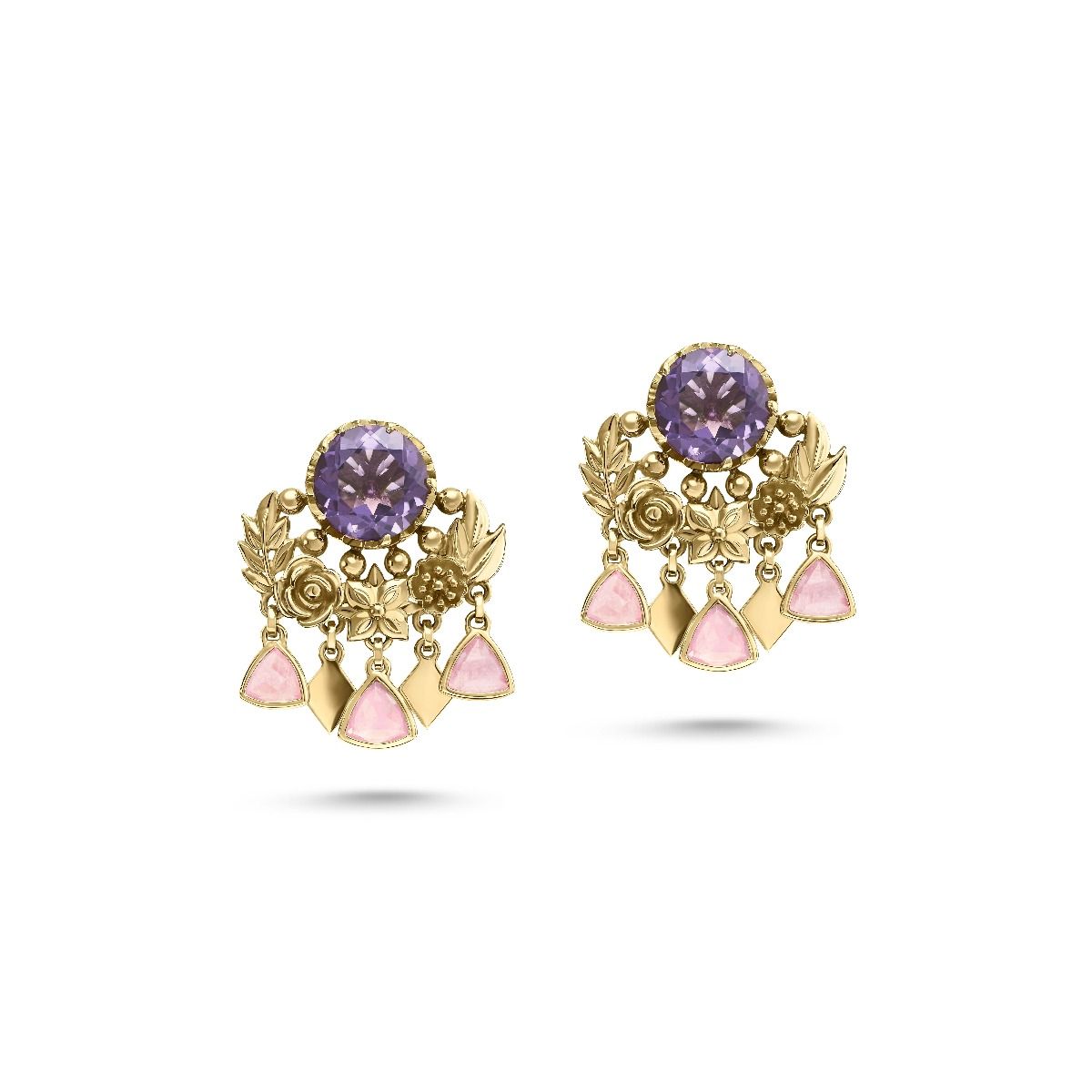 Floral Crescent Earrings by Azza Fahmy - Designer Earrings