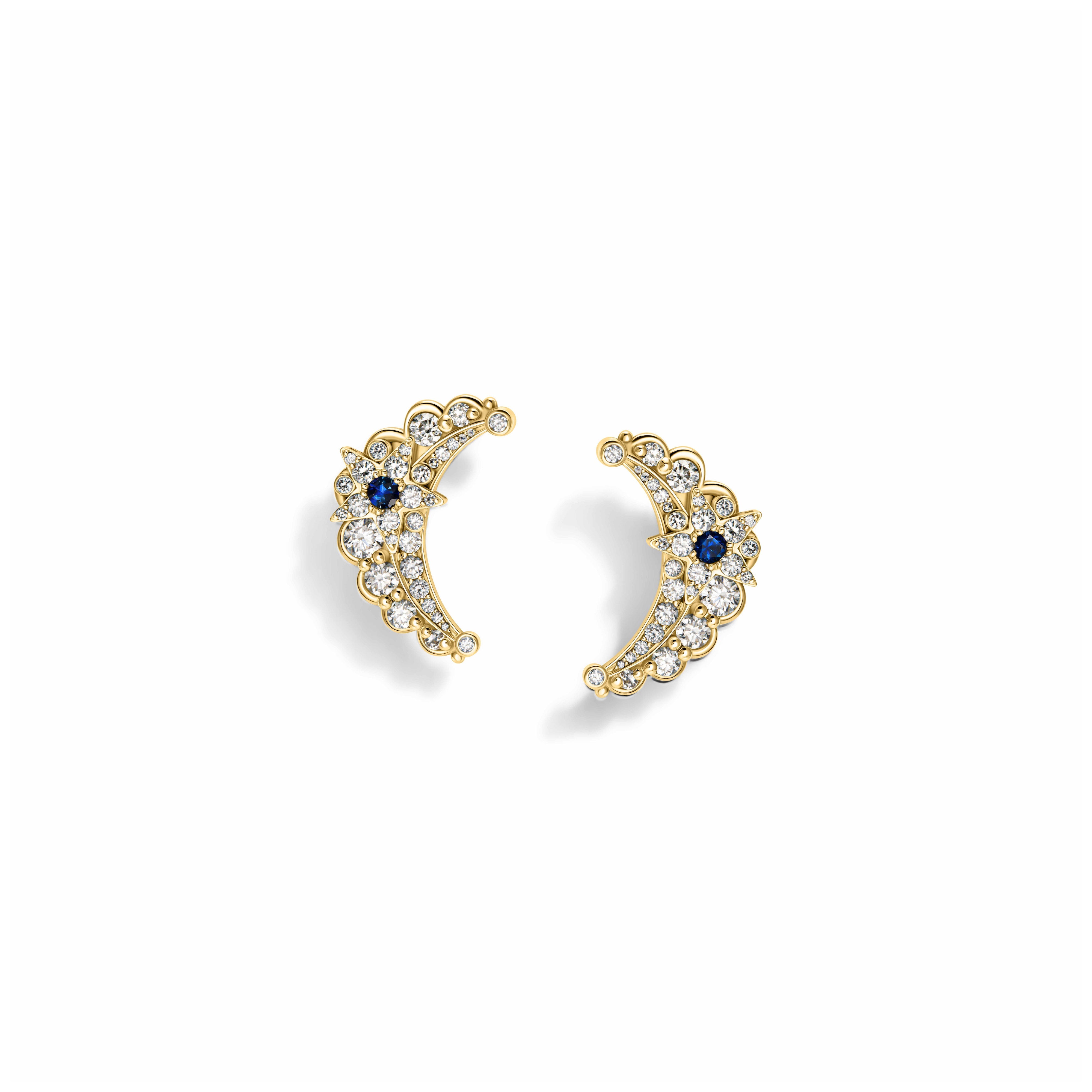 Crescent Diamond Earrings by Azza Fahmy - Designer Earrings